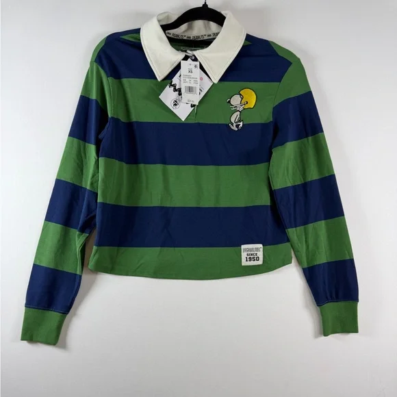Peanuts Women’s Pullover Striped Rugby Polo Long Sleeve XS Sold Out - Picture 4 of 8